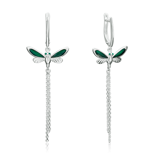 Серьги «Стрекозы» с английским замком из серебра с эмалью 02-4670-03-000-0200-71