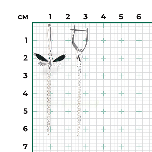 Серьги «Стрекозы» с английским замком из серебра с эмалью 02-4670-03-000-0200-71