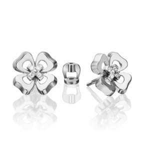 Серьги-пусеты «Клевер. Незабываемые моменты» из белого золота с бриллиантами 02-4814-00-101-1120