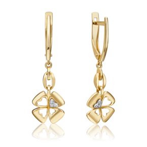 Серьги «Клевер. Незабываемые моменты» с английским замком из комбинированного золота с бриллиантами 02-4819-00-101-1121