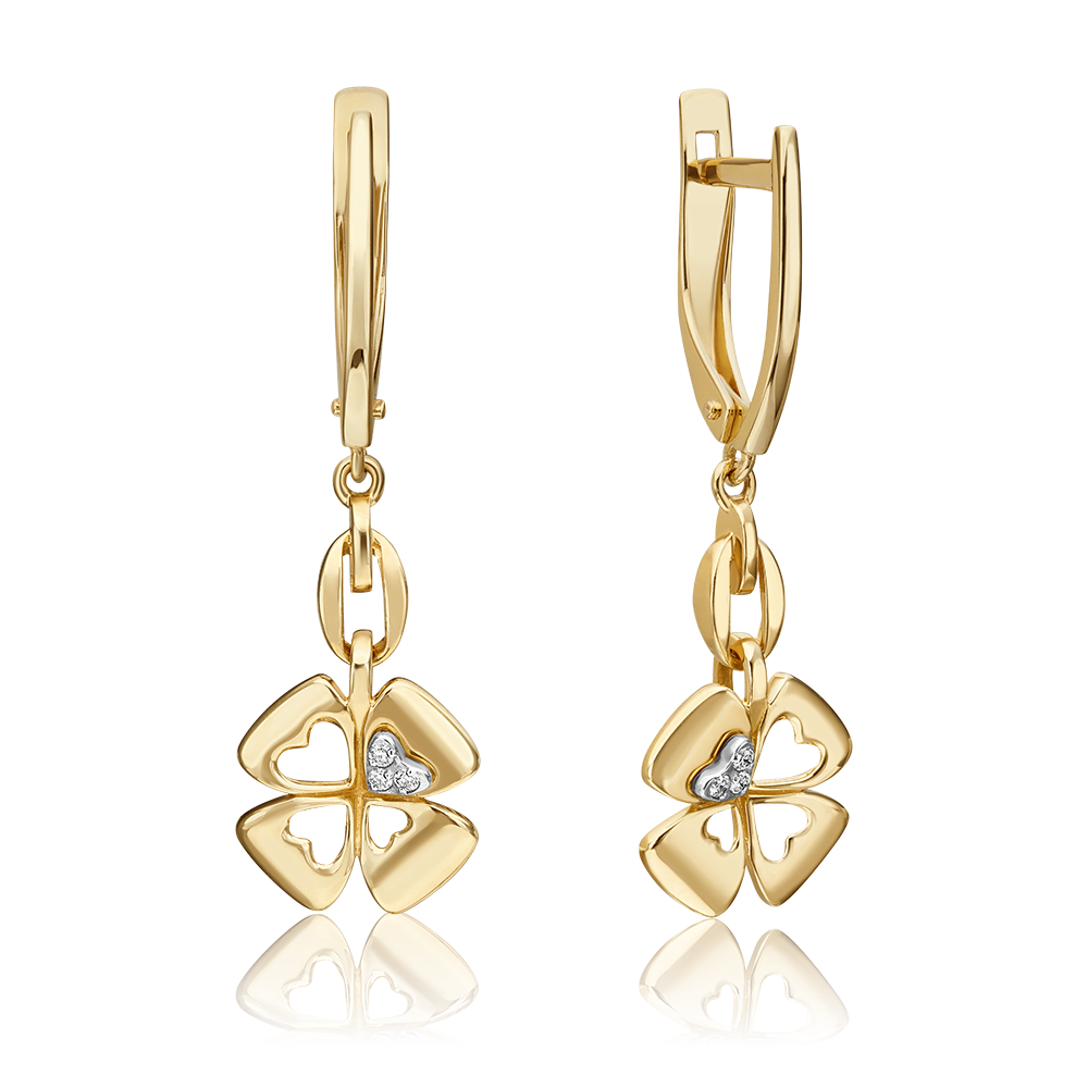Серьги «Клевер. Незабываемые моменты» с английским замком из комбинированного золота с бриллиантами 02-4819-00-101-1121