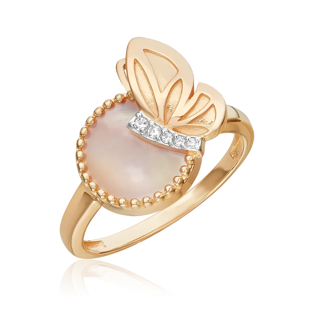 Кольцо «Утренняя симфония» из красного золота с перламутром и фианитами 01-5860-00-752-1110