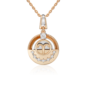 Подвеска «Знак зодиака Овен» из комбинированного золота с фианитами 03-3463-00-401-1111