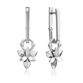 Серьги с английским замком из белого золота с бриллиантами