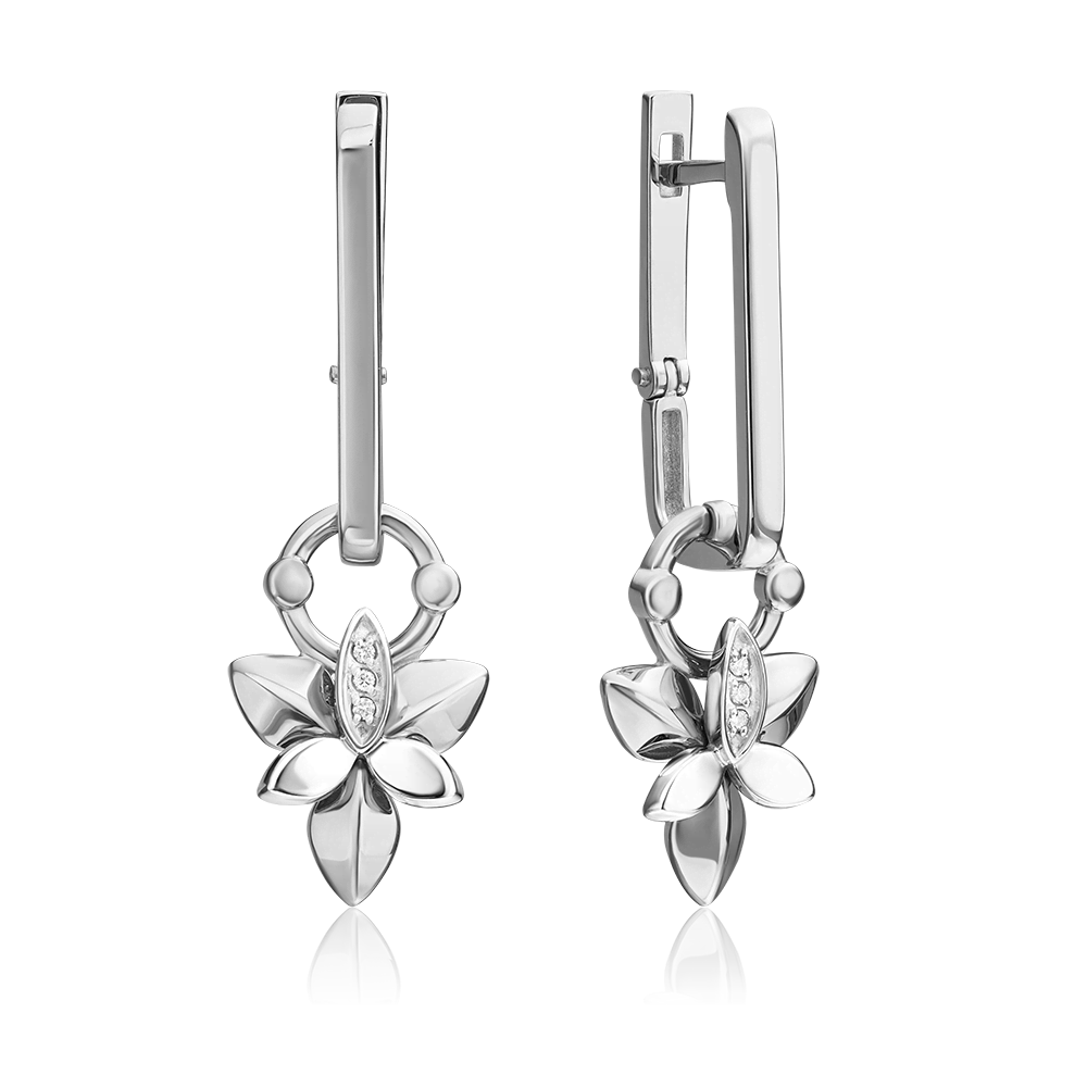 Серьги с английским замком из белого золота с бриллиантами 02-4994-00-101-1120