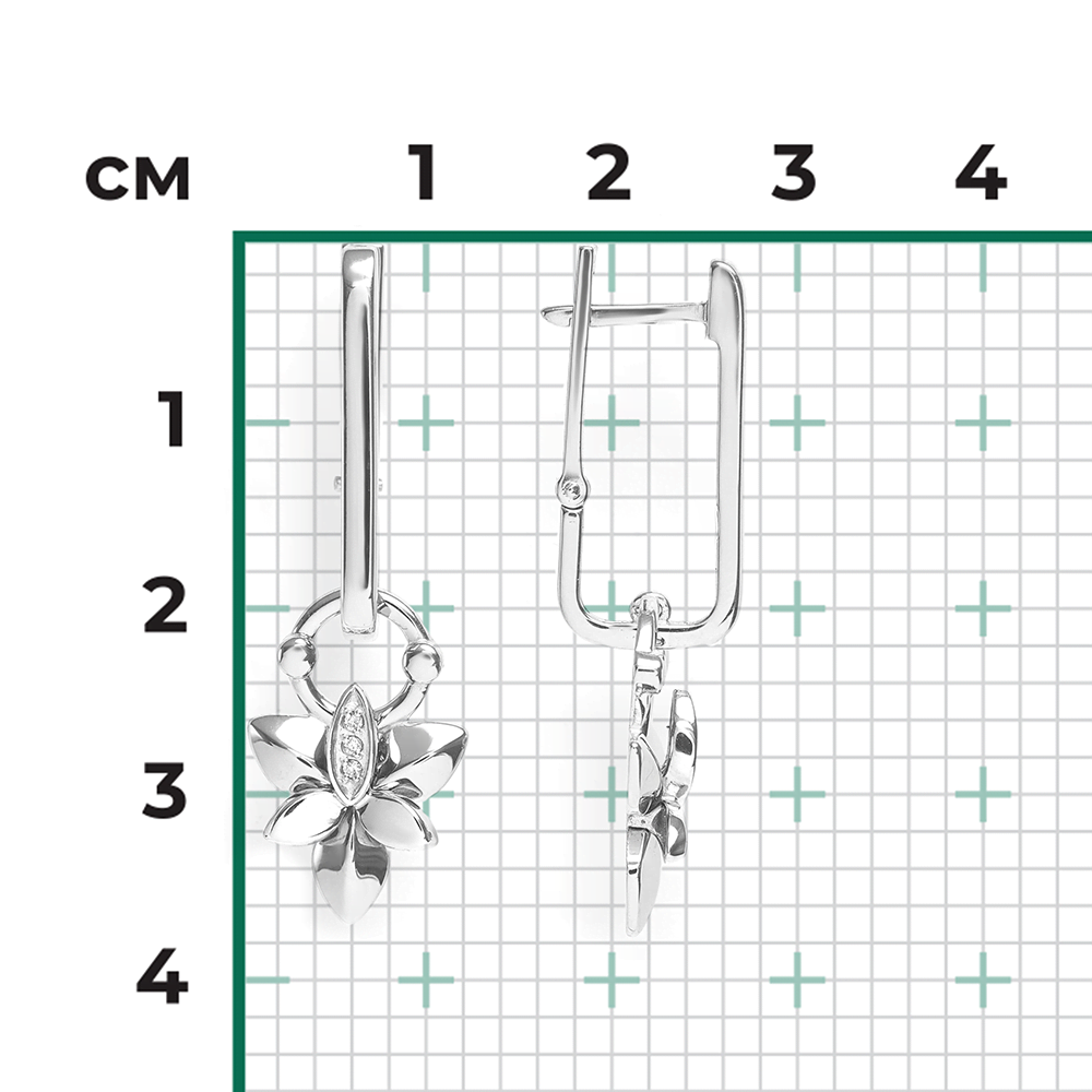 Серьги с английским замком из белого золота с бриллиантами 02-4994-00-101-1120
