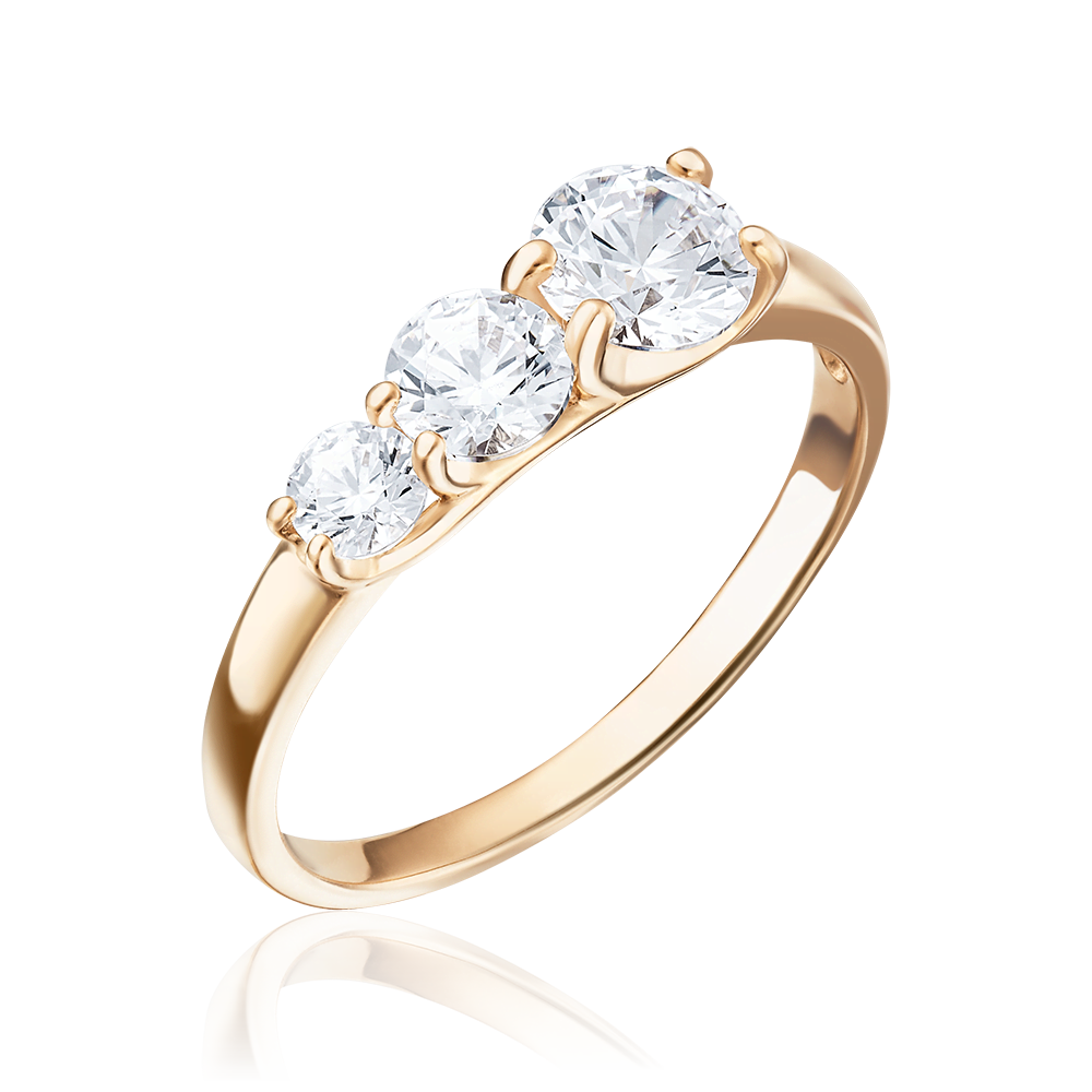 Кольцо из красного золота с фианитами 01-3971-00-501-1110-38