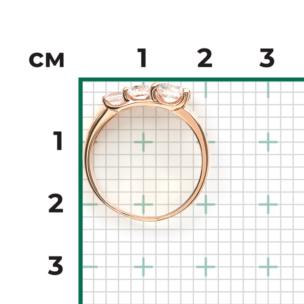 Кольцо из красного золота с фианитами 01-3971-00-501-1110-38
