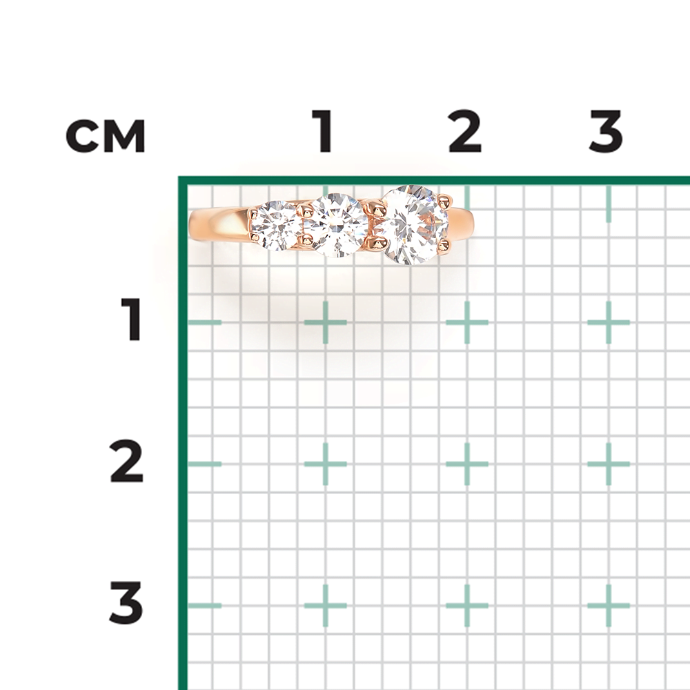 Кольцо из красного золота с фианитами 01-3971-00-501-1110-38