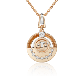 Подвеска «Знак зодиака Рак» из комбинированного золота с фианитами 03-3463-09-401-1111