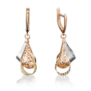 Серьги с английским замком из комбинированного золота 02-3644-00-000-1140-48