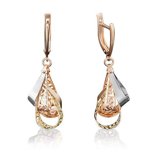 Серьги с английским замком из комбинированного золота 02-3644-00-000-1140-48