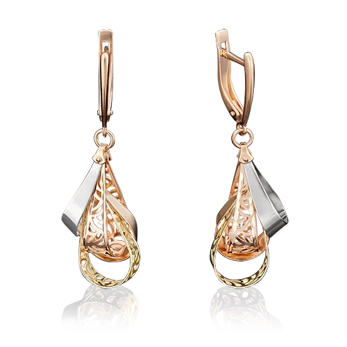 Серьги с английским замком из комбинированного золота 02-3644-00-000-1140-48