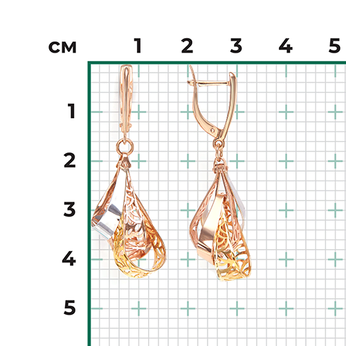 Серьги с английским замком из комбинированного золота 02-3644-00-000-1140-48