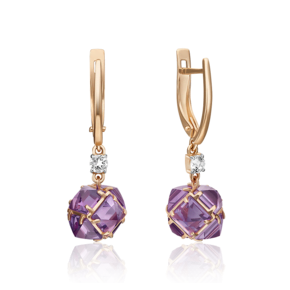 Серьги с английским замком из красного золота с аметистами и натуральным топазом white 02-4547-00-225-1110-57