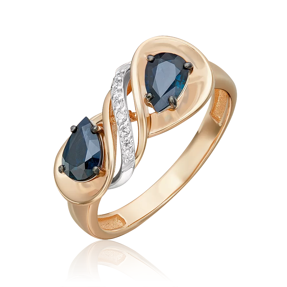 Кольцо из комбинированного золота с сапфирами и бриллиантами 01-5723-00-105-1111