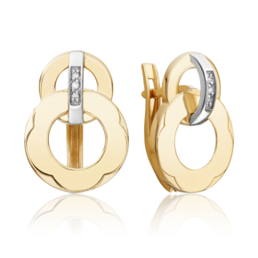 Серьги с английским замком из комбинированного золота с бриллиантами 02-5002-00-101-1121