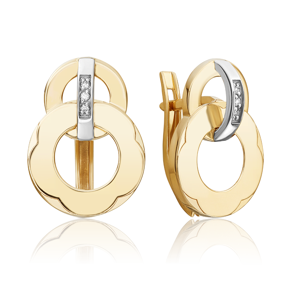 Серьги с английским замком из комбинированного золота с бриллиантами 02-5002-00-101-1121