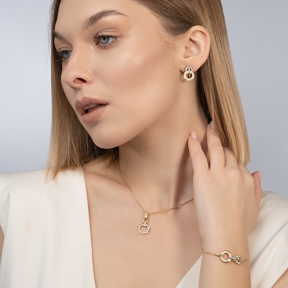 Серьги с английским замком из комбинированного золота с бриллиантами 02-5002-00-101-1121