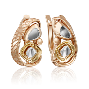 Серьги с английским замком из комбинированного золота 02-4301-00-000-1140-48