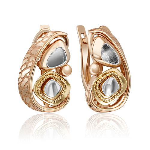 Серьги с английским замком из комбинированного золота 02-4301-00-000-1140-48