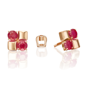 Серьги-пусеты из красного золота с рубинами 02-5492-00-104-1110