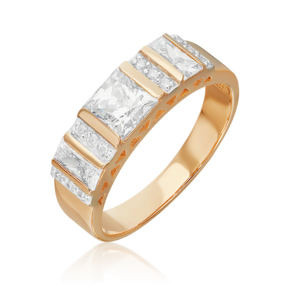 Кольцо из красного золота с фианитами 01-4641-00-501-1110-38