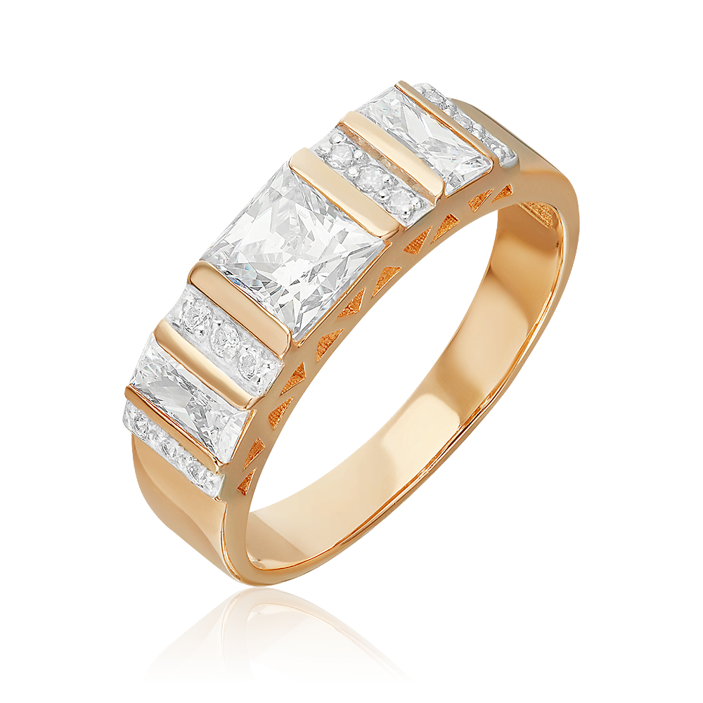 Кольцо из красного золота с фианитами 01-4641-00-501-1110-38