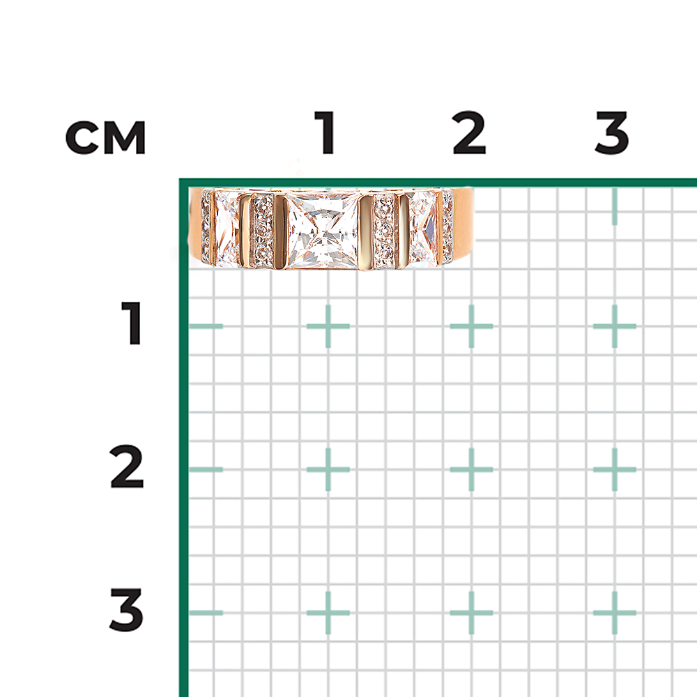 Кольцо из красного золота с фианитами 01-4641-00-501-1110-38
