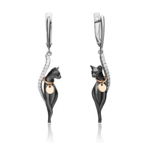 Серьги «Грация» с английским замком из комбинированного золота с фианитами 02-4396-01-401-1111-48