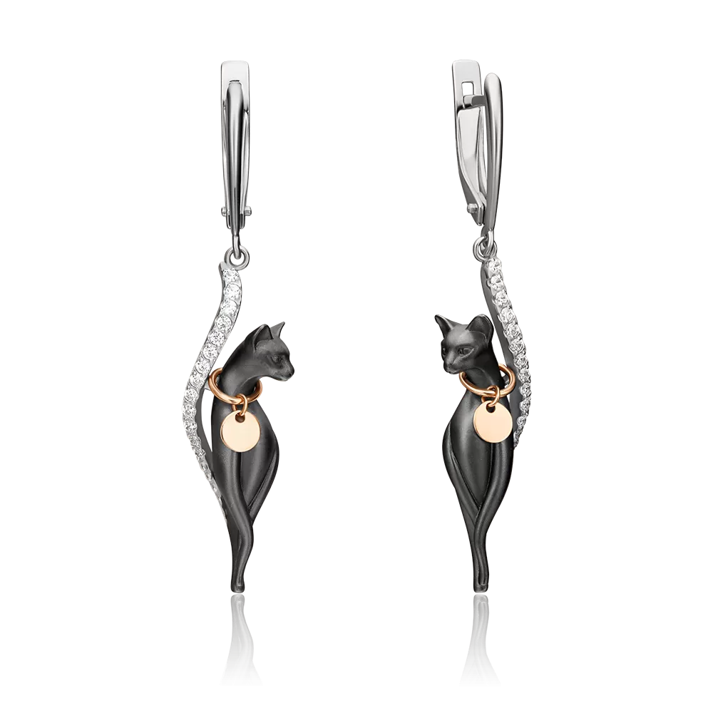 Серьги «Грация» с английским замком из комбинированного золота с фианитами 02-4396-01-401-1111-48