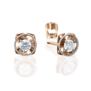 Серьги-пусеты из красного золота с фианитом 02-4187-00-501-1110-38