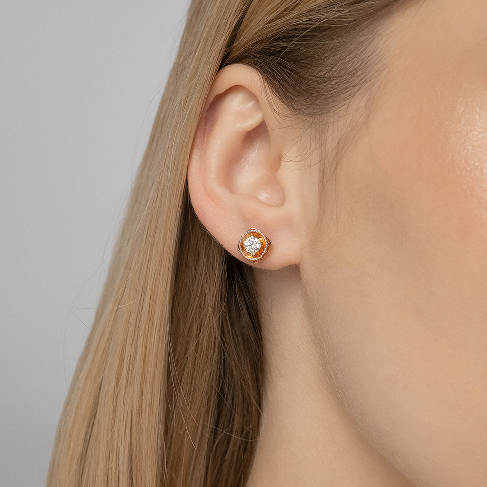 Серьги-пусеты из красного золота с фианитом 02-4187-00-501-1110-38