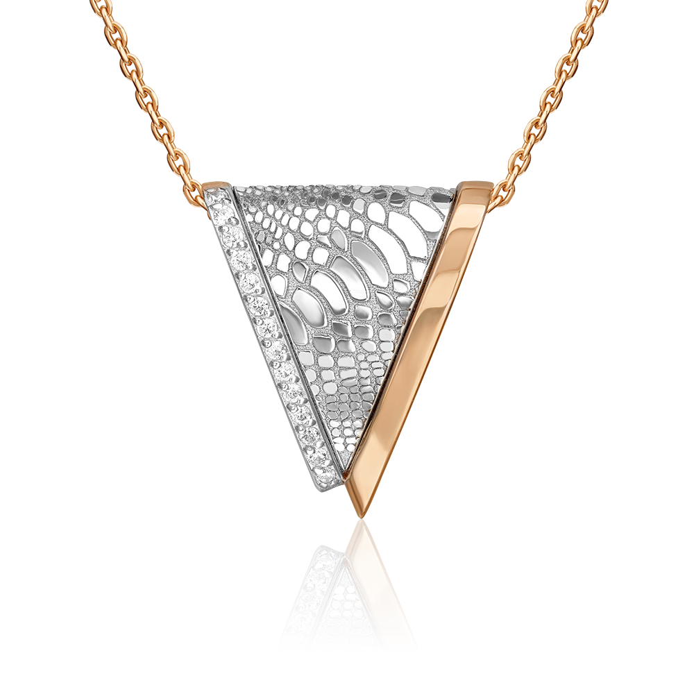 Подвеска с принтом «Питон» из комбинированного золота с фианитами 03-3443-00-401-1111