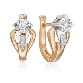 Серьги с английским замком из комбинированного золота с бриллиантами