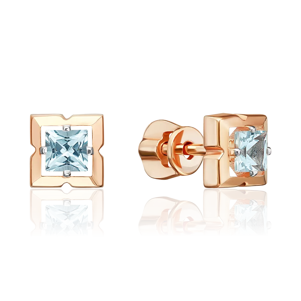 Серьги-пусеты из красного золота с топазом 02-5643-00-201-1110