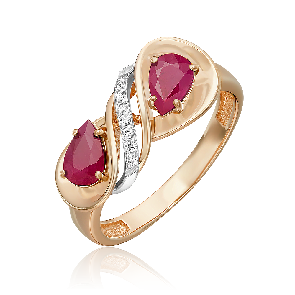 Кольцо из красного золота с рубинами и бриллиантами 01-5723-00-107-1110