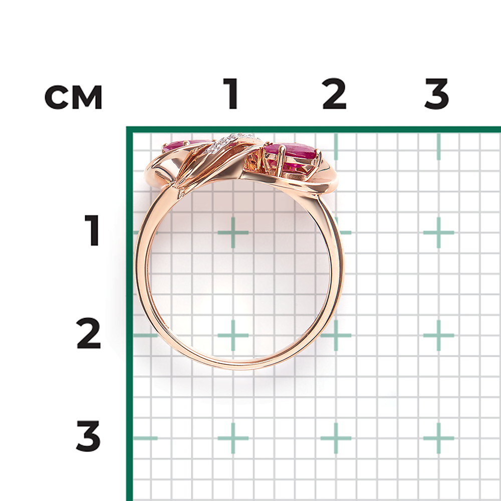 Кольцо из красного золота с рубинами и бриллиантами 01-5723-00-107-1110