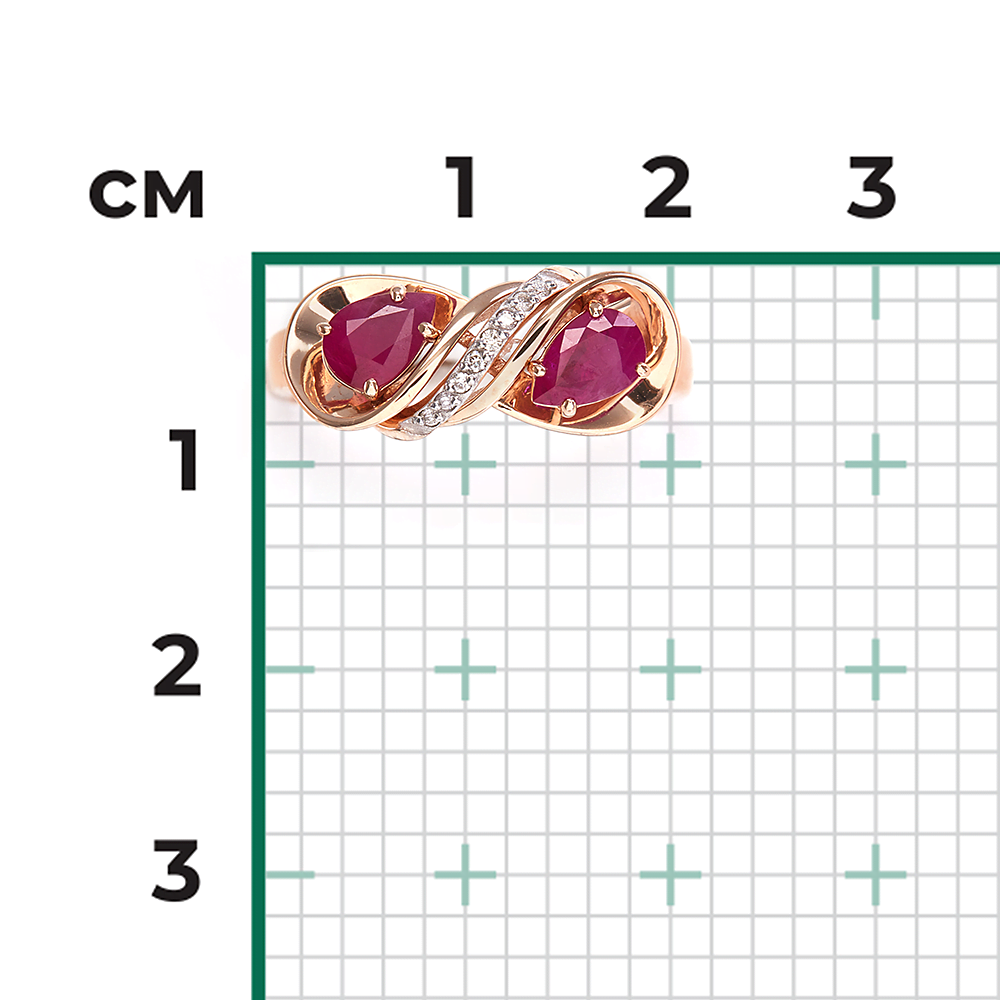 Кольцо из красного золота с рубинами и бриллиантами 01-5723-00-107-1110