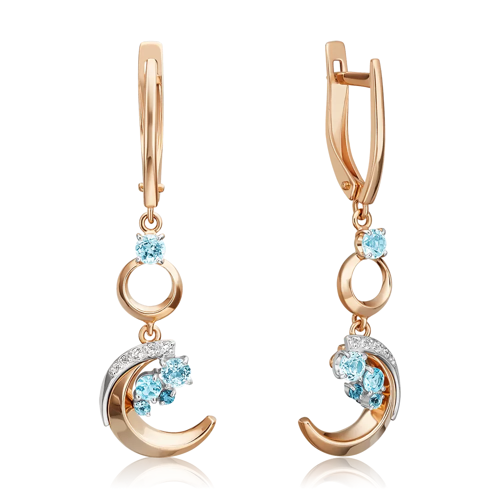 Серьги «Загадочность» с английским замком из комбинированного золота с топазами и натуральными топазами white 02-4889-00-201-1111