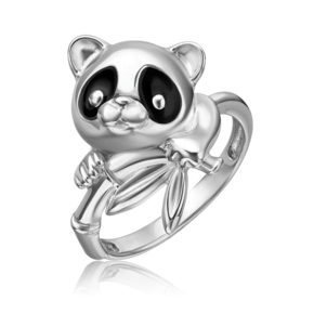 Кольцо «Панда» из серебра с эмалью 01-5593-00-000-0200