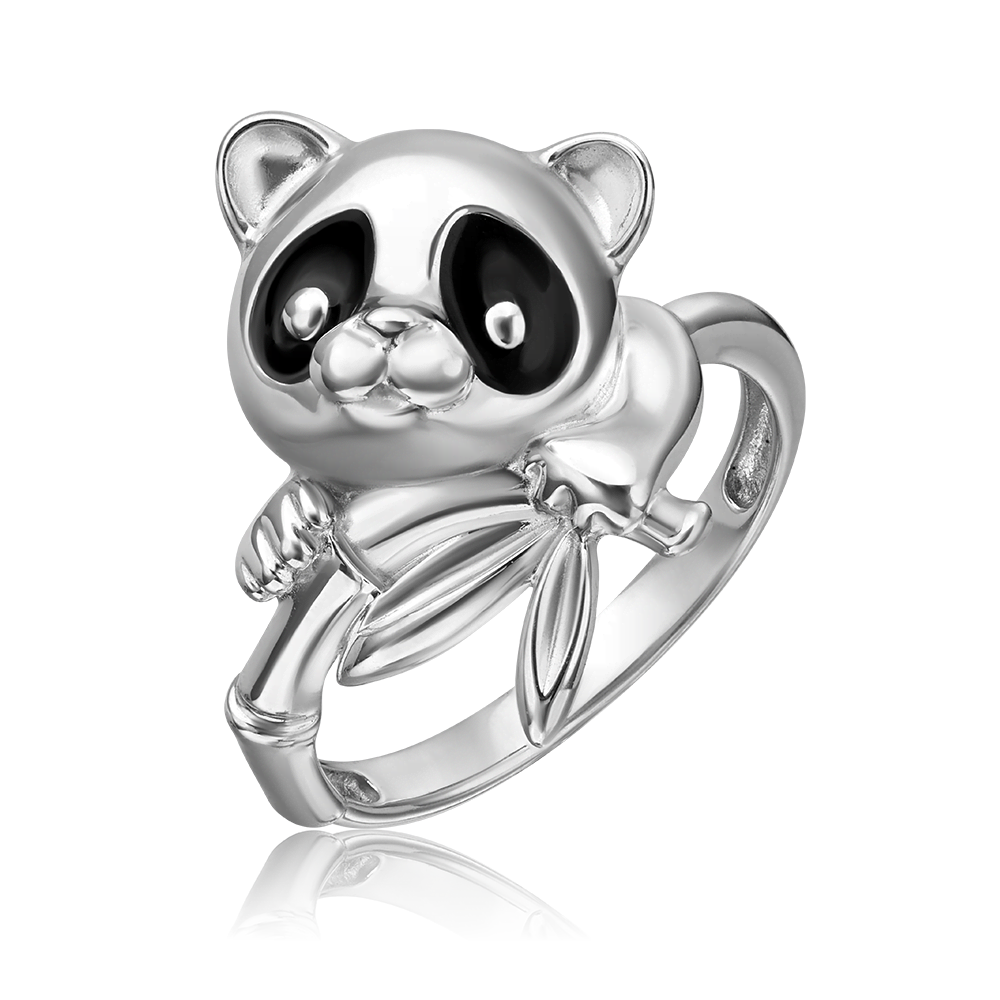 Кольцо «Панда» из серебра с эмалью 01-5593-00-000-0200