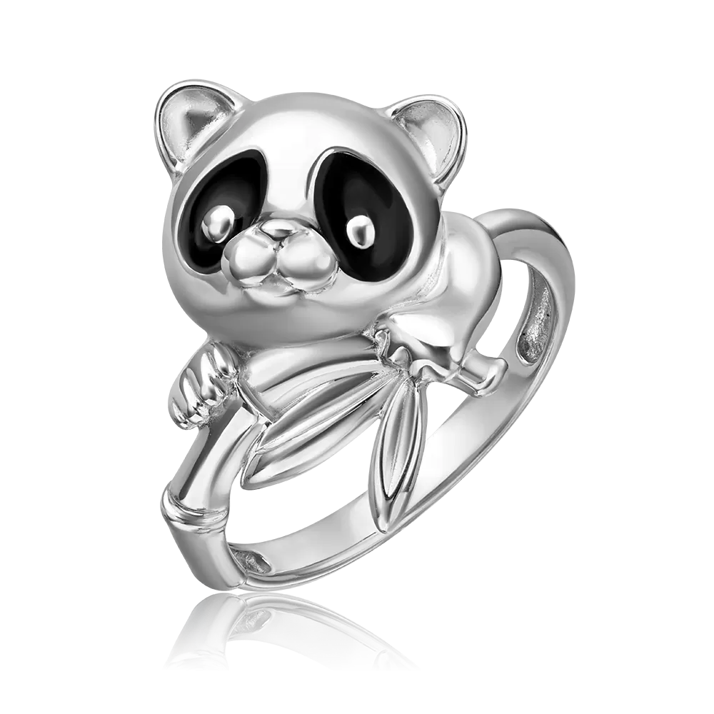 Кольцо «Панда» из серебра с эмалью 01-5593-00-000-0200