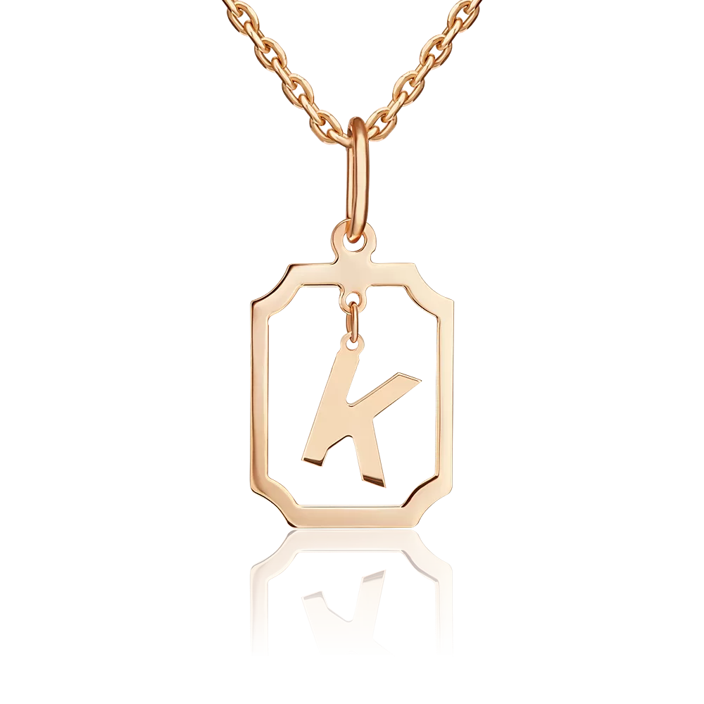 Подвеска «Буква К» из красного золота 03-3642-К-000-1110