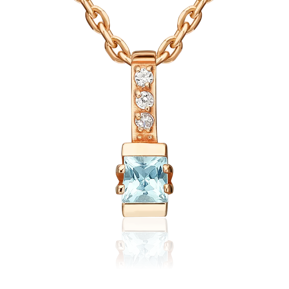 Подвеска из красного золота с топазом и фианитами 03-3703-00-207-1110