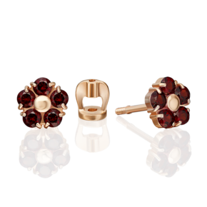 Серьги-пусеты из красного золота с гранатами 02-5388-00-204-1110