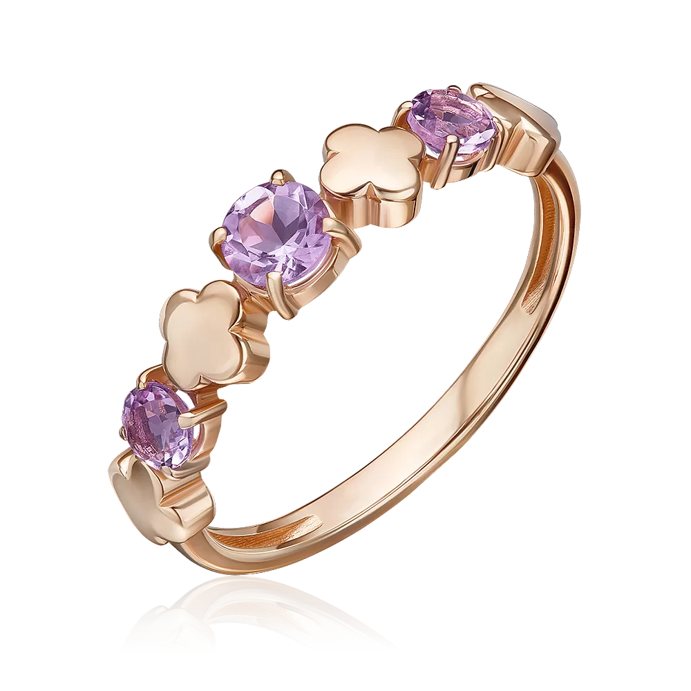 Кольцо из красного золота с аметистами 01-5835-00-203-1110