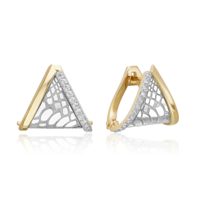 Серьги с принтом «Питон» из комбинированного золота с фианитами 02-5192-00-401-1121