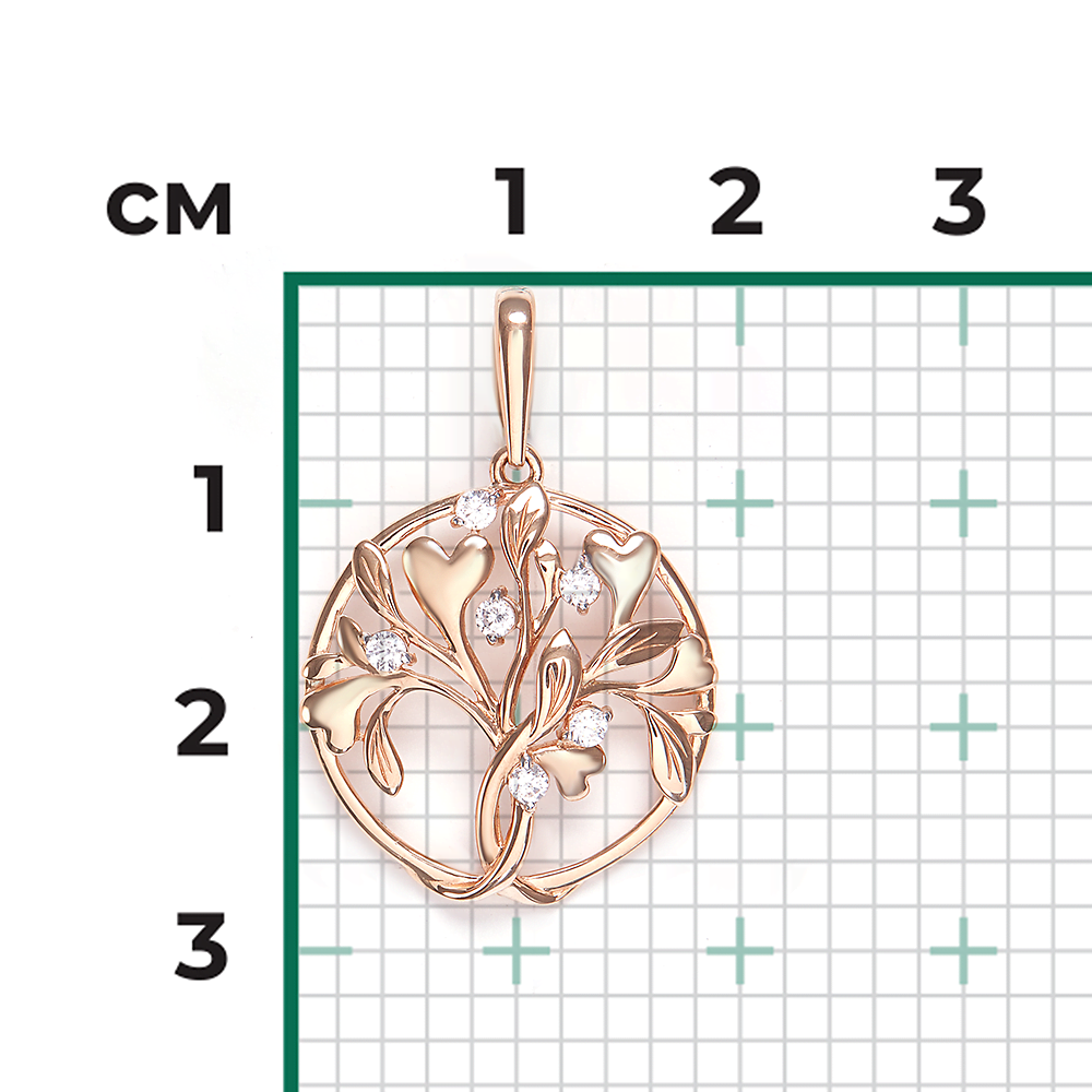 Подвеска «Цветущее дерево» из красного золота с фианитами 03-3574-00-401-1110