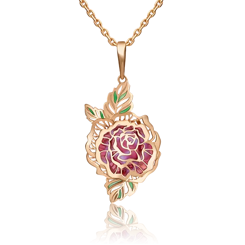 Подвеска «Роза» из красного золота с эмалью 03-3163-02-000-1110-48